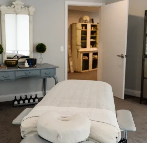 Massage treatment room at Dharma Massage in Westport