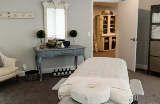 Massage treatment room at Dharma Massage in Westport