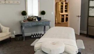 Massage treatment room at Dharma Massage in Westport